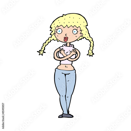 cartoon offended woman covering herself