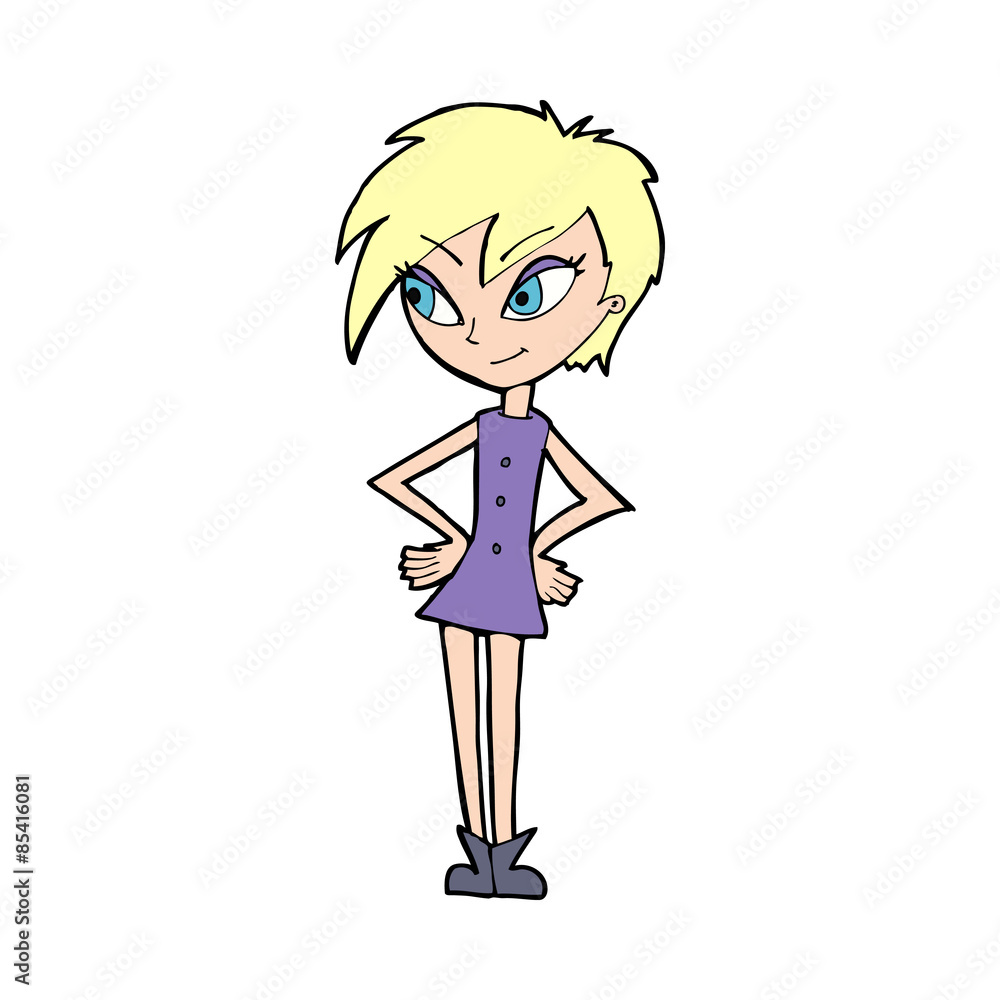 cartoon girl with hands on hips cartoon girl with hands on hips