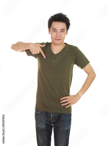 man with blank t-shirt