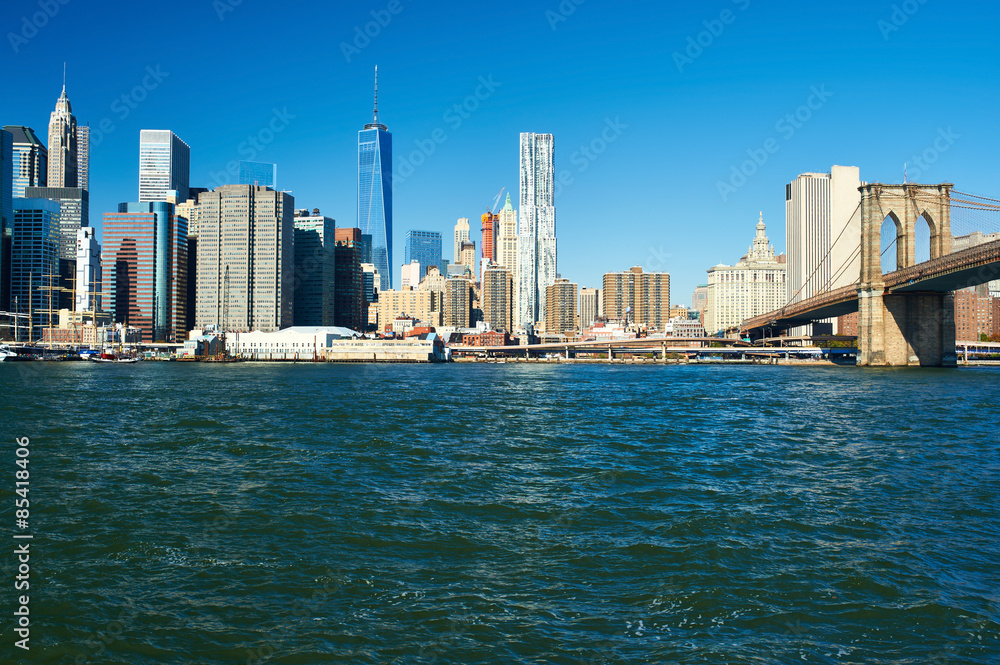 Obraz premium Lower Manhattan skyline view from Brooklyn