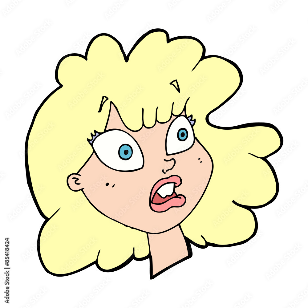 cartoon shocked female face