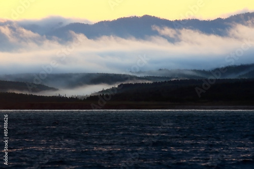 Foggy morning on the coast of Sakhalin