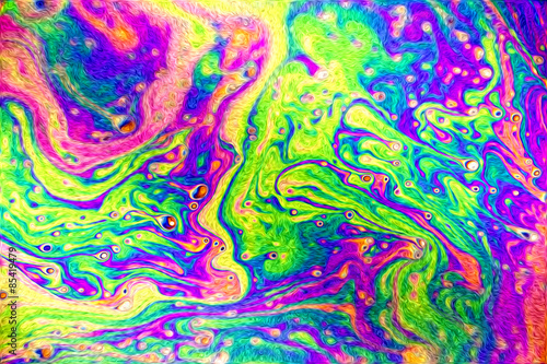 Oil Style of Bubble Surface, Green and Pink Color Mix