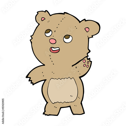 cartoon cute waving teddy bear