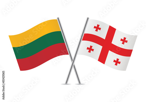 Georgia and Lithuania flags. Vector illustration.