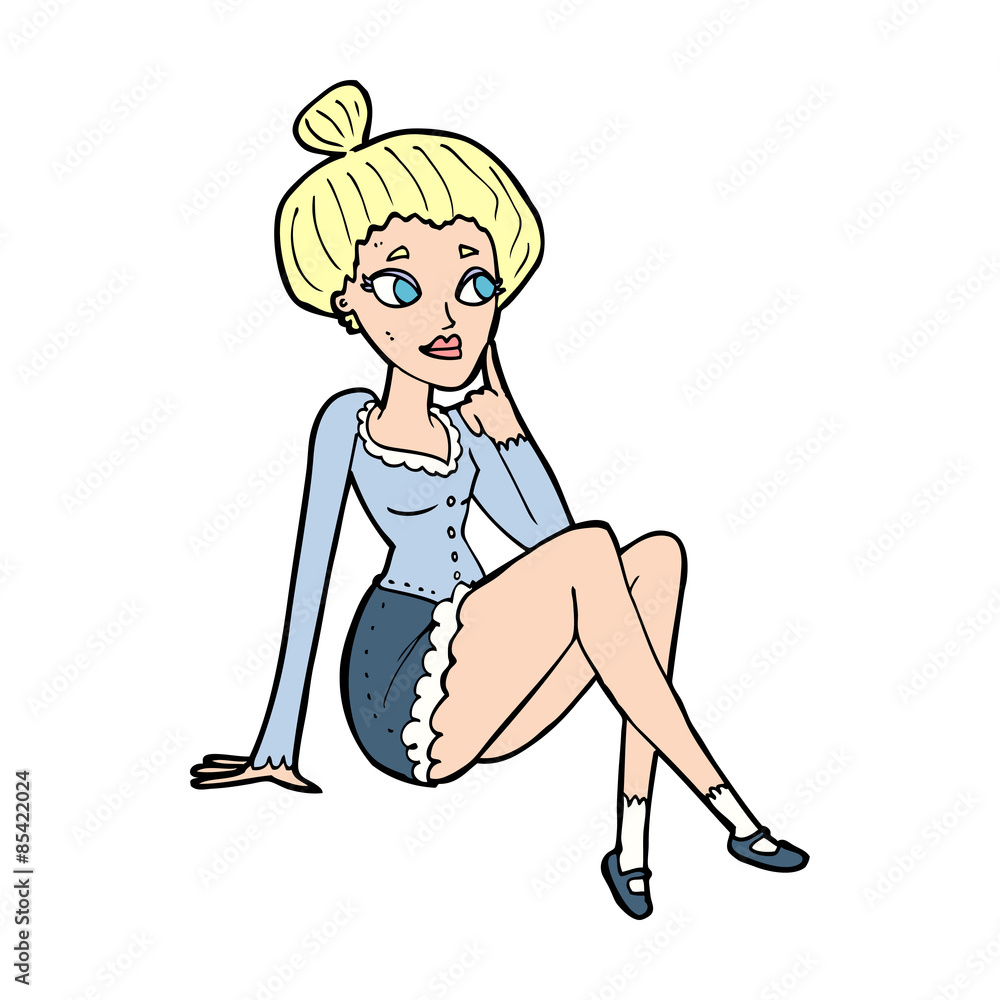 cartoon attractive woman sitting thinking cartoon attractive woman sitting thinking