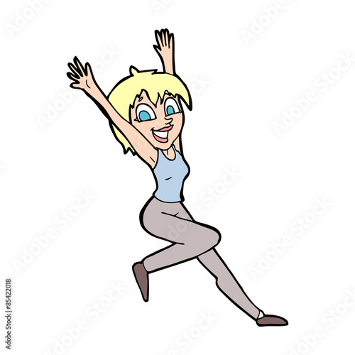 cartoon excited woman