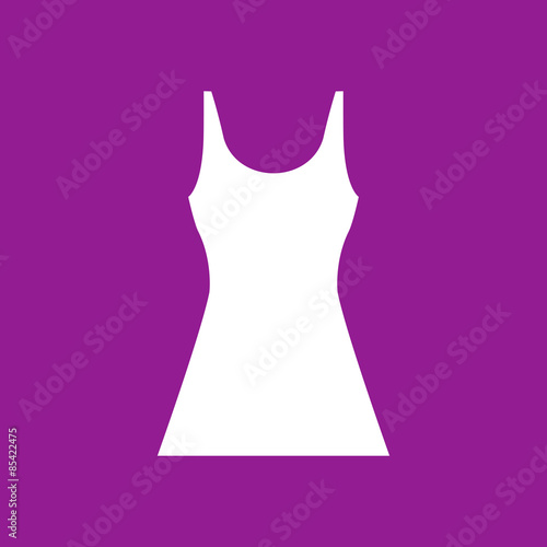 Women's white dress icon on purple background