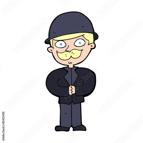 cartoon man in bowler hat