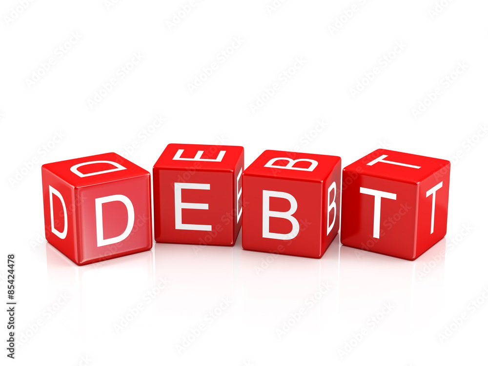 Debt- Alphabet blocks isolated Debt- Alphabet blocks isolated