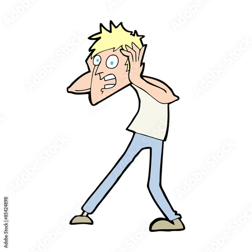 cartoon man panicking