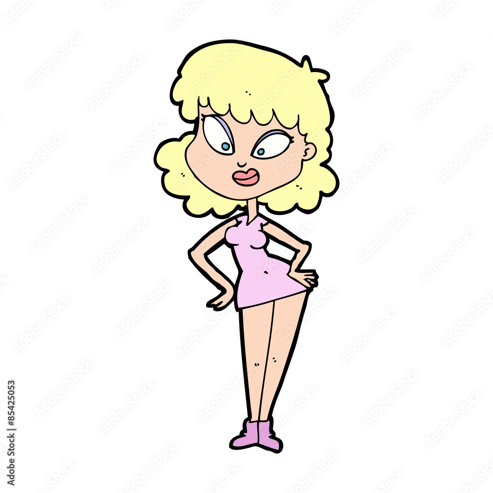 cartoon woman with hands on hips cartoon woman with hands on hips