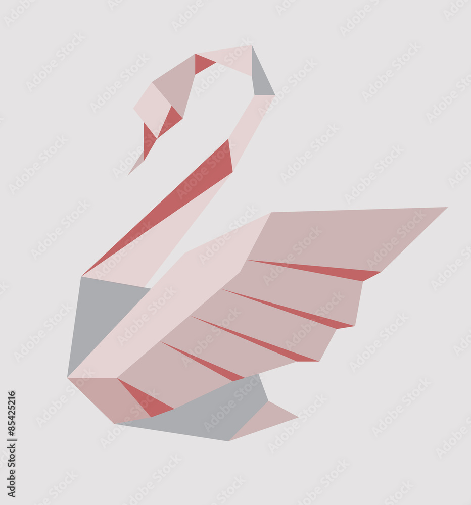 Naklejka premium vector illustration of a stylized swan on a grey background