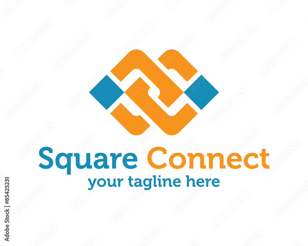 Obraz premium Business corporate abstract unity vector logo design template. Linked shape square symbol. Square unity logo design vector.