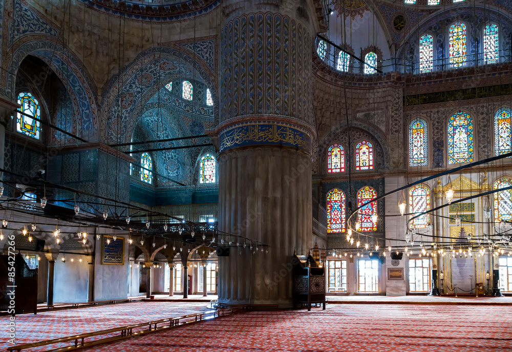 Interior of the Blue Mosque, Istanbul. Turkey