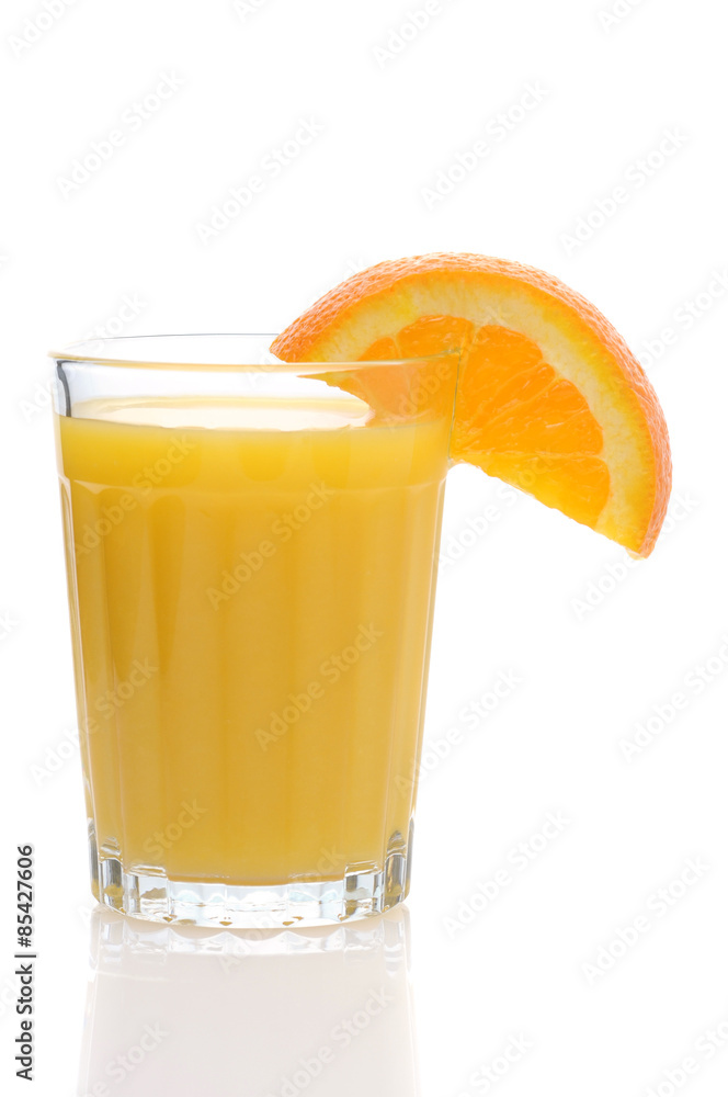 Glass of Orange Juice with Wedge Glass of Orange Juice with Wedge