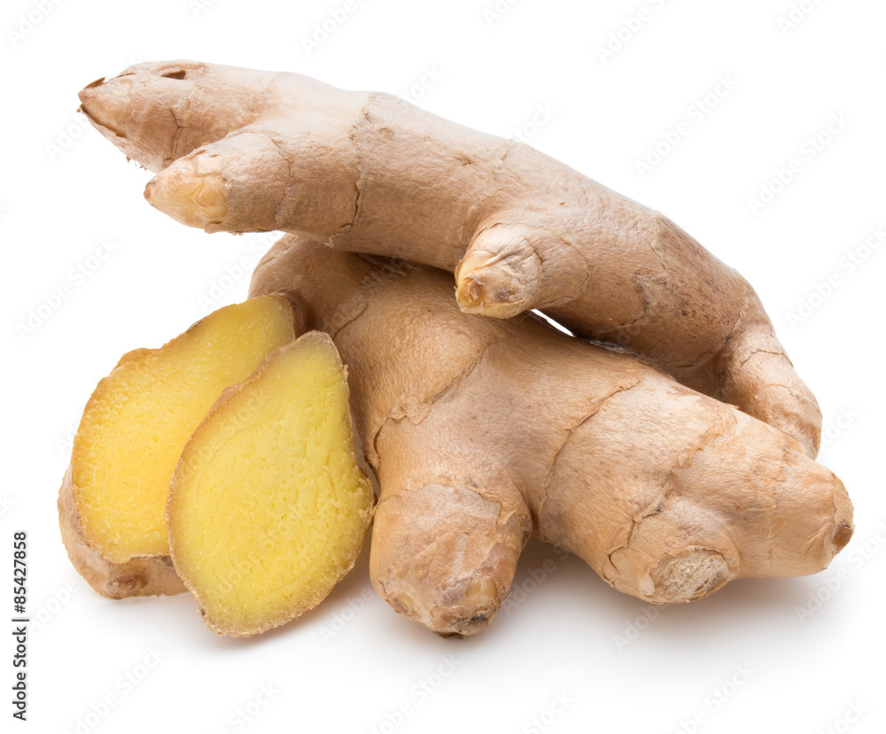 Fresh ginger root or rhizome isolated on white background cutout Fresh ginger root or rhizome isolated on white background cutout