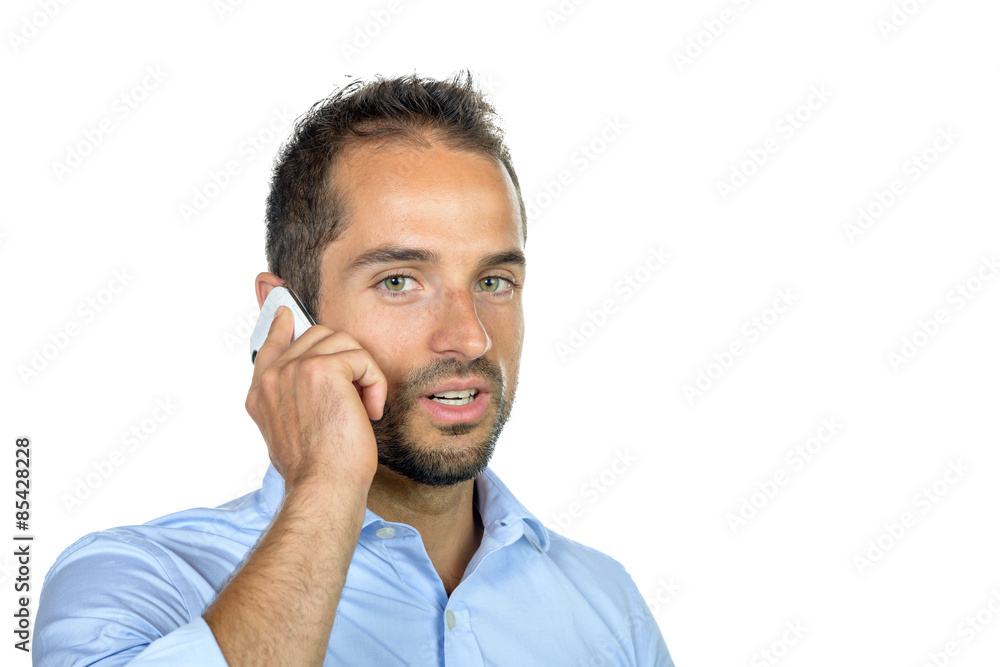 portrait of a young businessman on phone portrait of a young businessman on phone