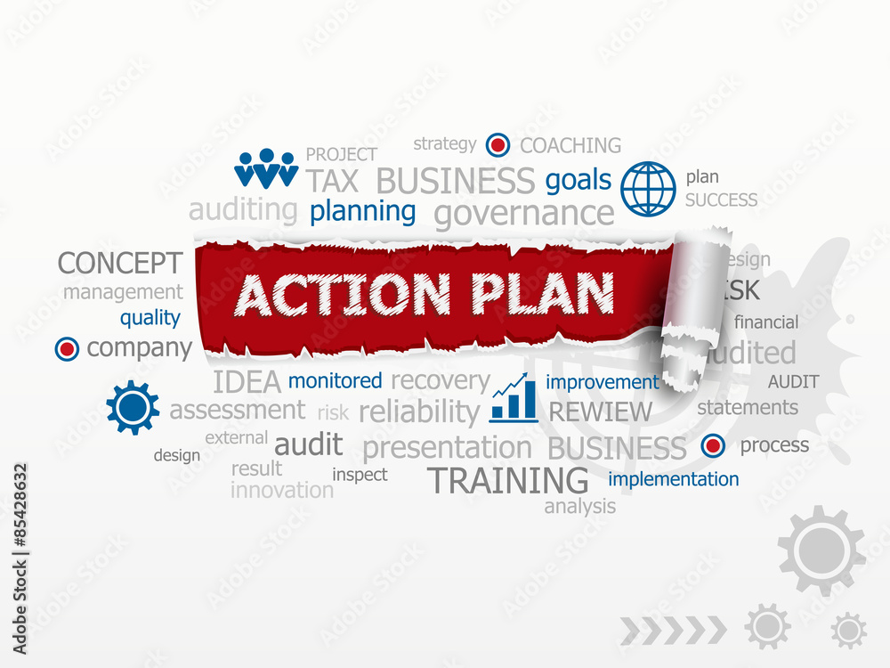 Obraz premium Action plan word cloud. Design illustration concepts for busines