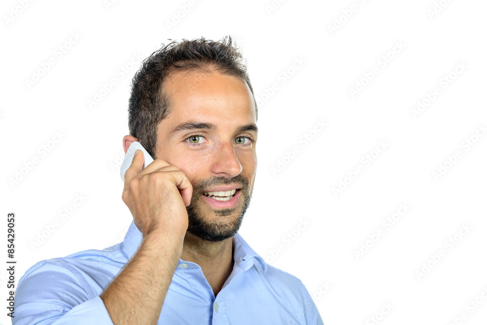 portrait of a young businessman on phone portrait of a young businessman on phone