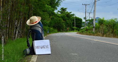 Backpacking and hitchhiking photo