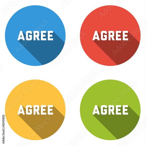 Collection of 4 isolated flat buttons  for AGREE