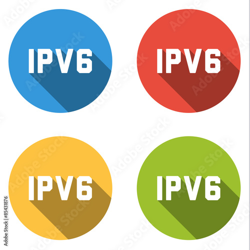 Collection of 4 isolated flat buttons for IPV6 (Internet Protoco photo