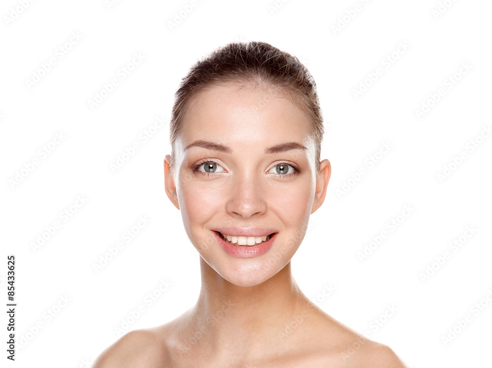 Close up portrait of beautiful young woman face. Isolated on Close up portrait of beautiful young woman face. Isolated on