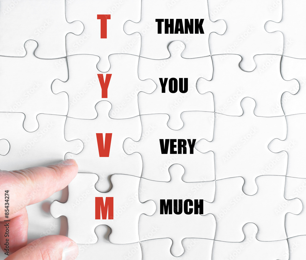 Fototapeta premium Last puzzle piece with Business Acronym TYVM