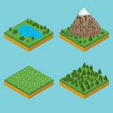 Isometric landscape seamles. Pre assembly isometric