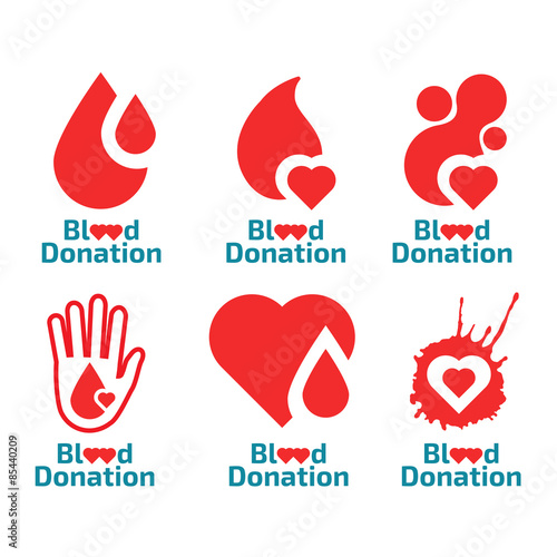 Donate blood logo set