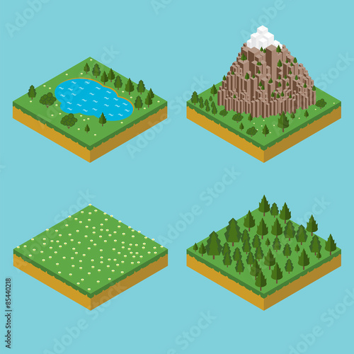 Isometric landscape seamles. Pre assembly isometric
