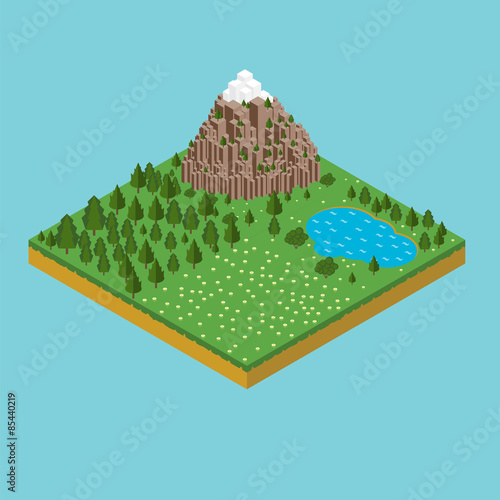 Flat landscape with a picture of the nature