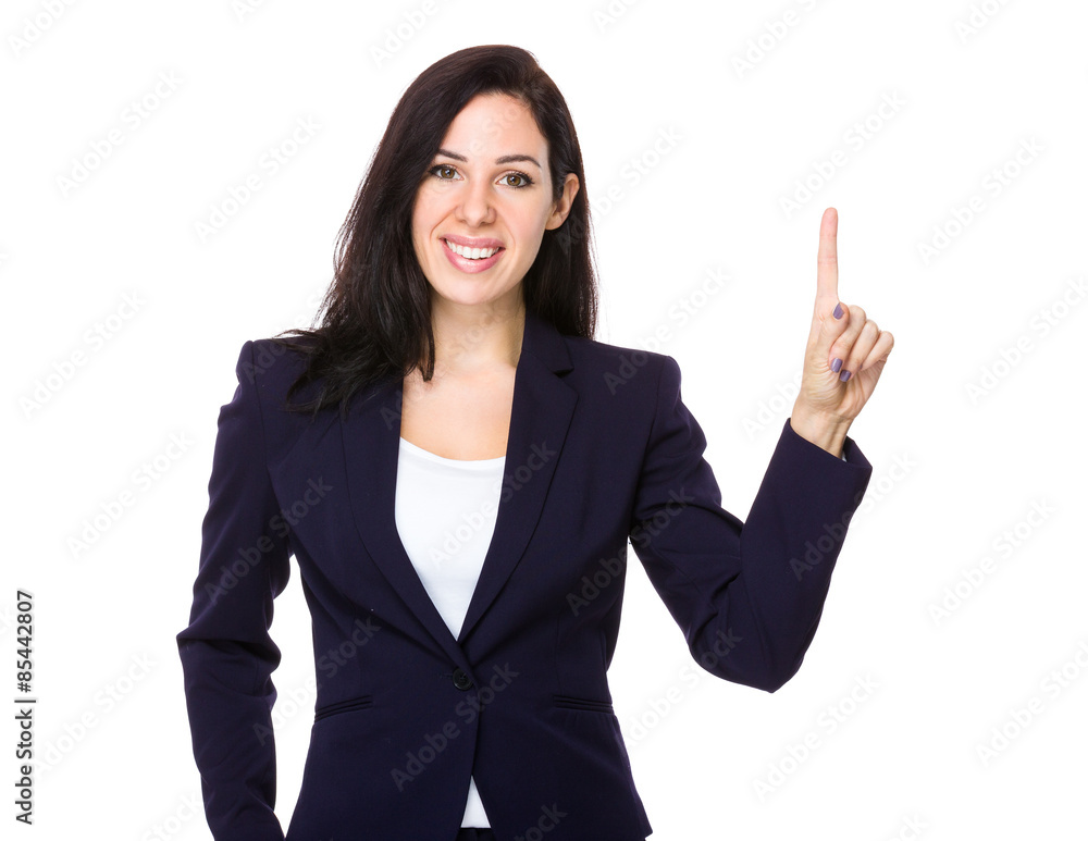 Businesswoman with finger show up Businesswoman with finger show up