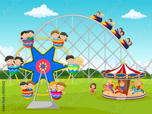 Cartoon little kid in the carnival festival