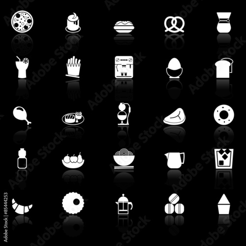 Easy meal icons with reflect on black background photo