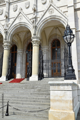 Entrance of the parliament building, Budapest, Hungary