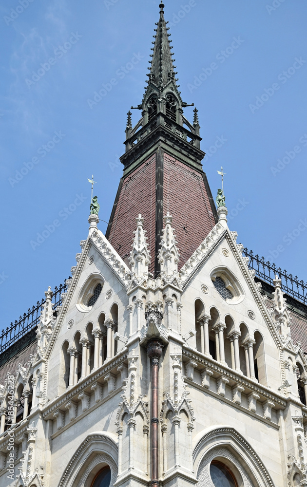 Tower of the parliament building, Budapest, Hungary