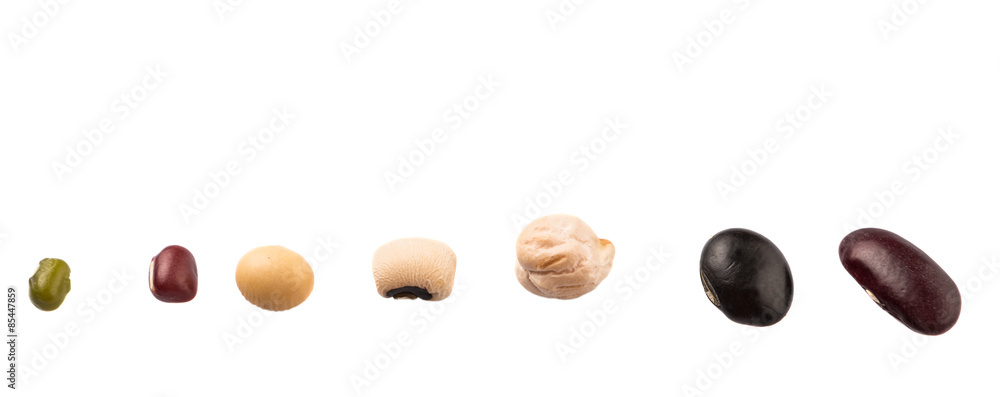 Variety of beans over white background Variety of beans over white background