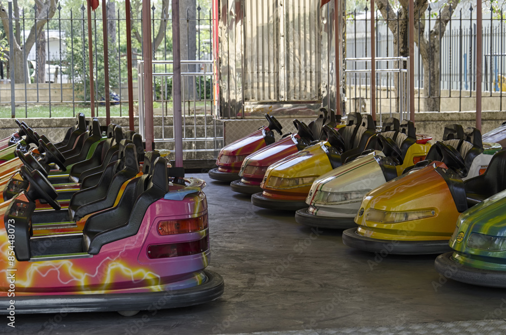 View of bumper cars