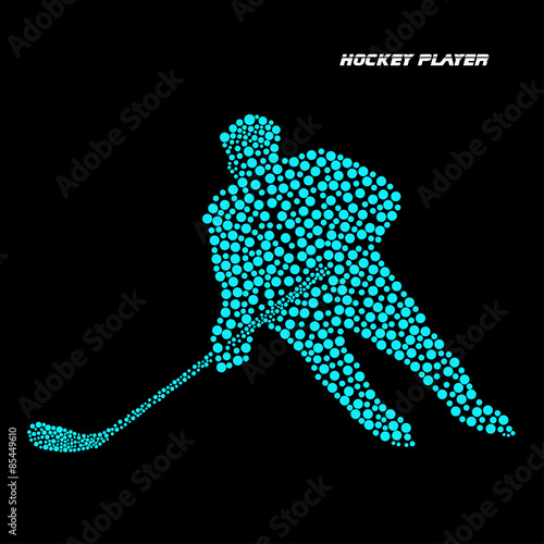 Abstract hockey player with a stick. Vector illustration. Eps 10