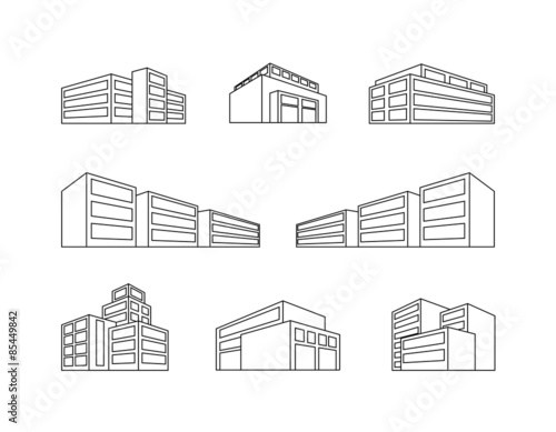 Dimensional building as a design web icons - Linesymbol