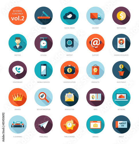 Set of modern flat design business infographics icons