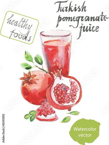 Turkish pomegranate juice watercolor