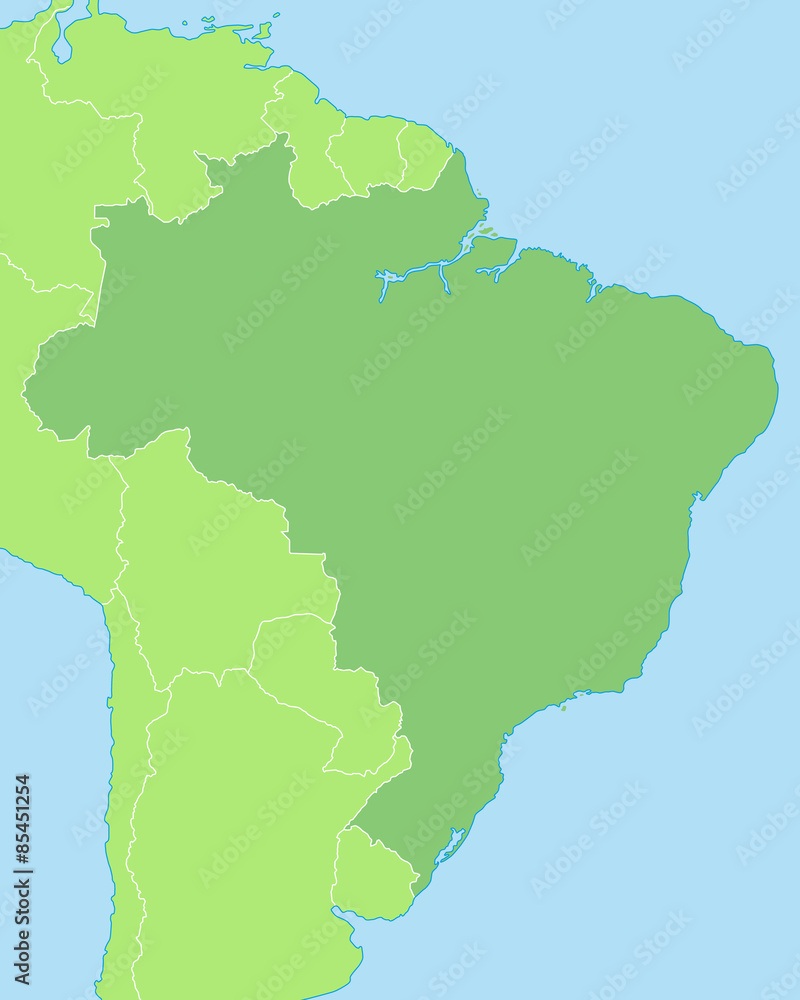 Fototapeta premium Brasilien - Karte in Grün