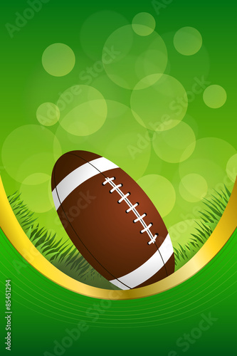 Green American football sport ball frame vertical gold ribbon 
