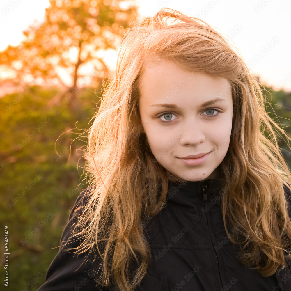 Portrait of teenage Caucasian blond girl Portrait of teenage Caucasian blond girl