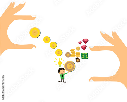 saving coin, saving money, successful, business of  concepts, businessman 
