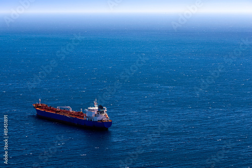 View from above to cargo ship