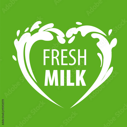 vector logo splashes of milk in the form of heart